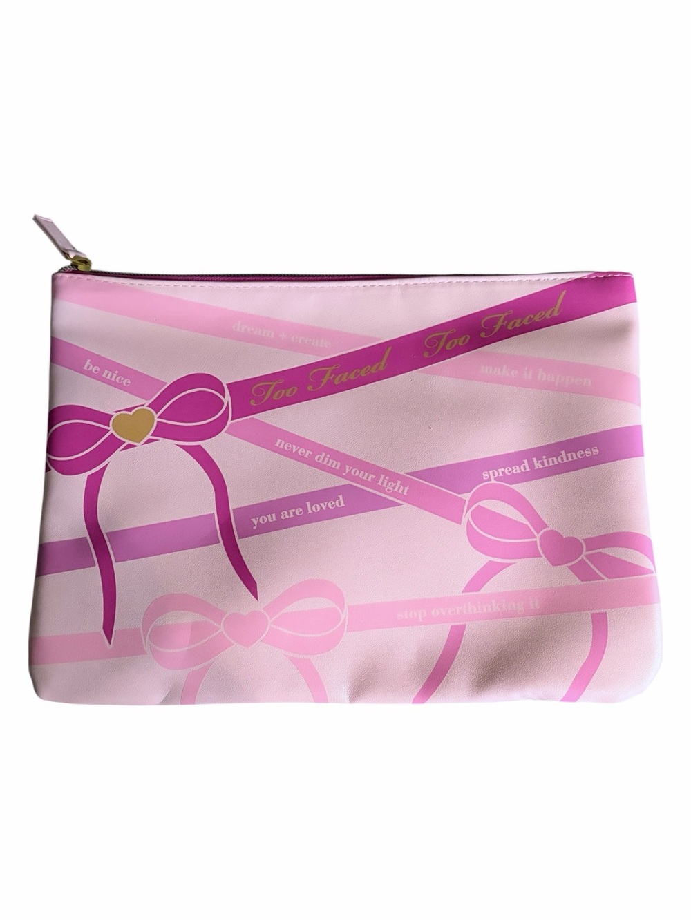 Too Faced Large Pink Cosmetic Makeup Bag EUC